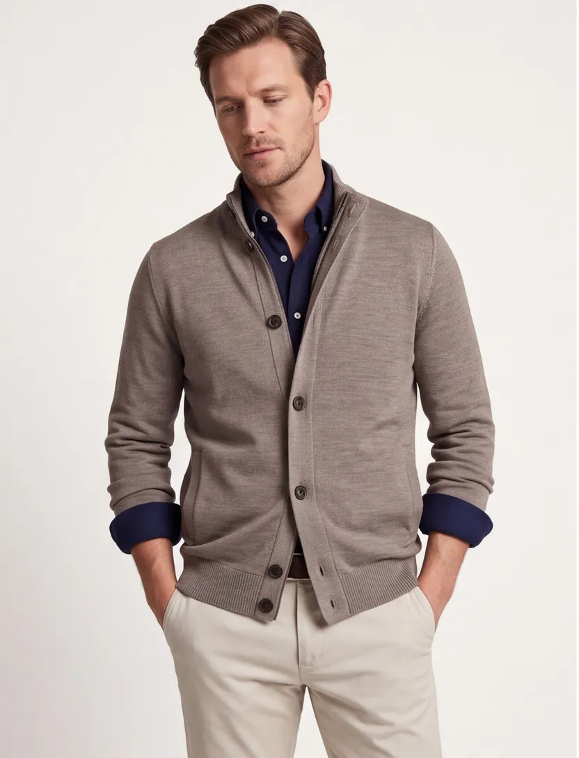 Vest Thomas Maine taupe gemeleerd