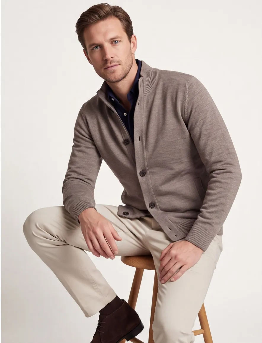 Thomas Maine vest taupe gemeleerd