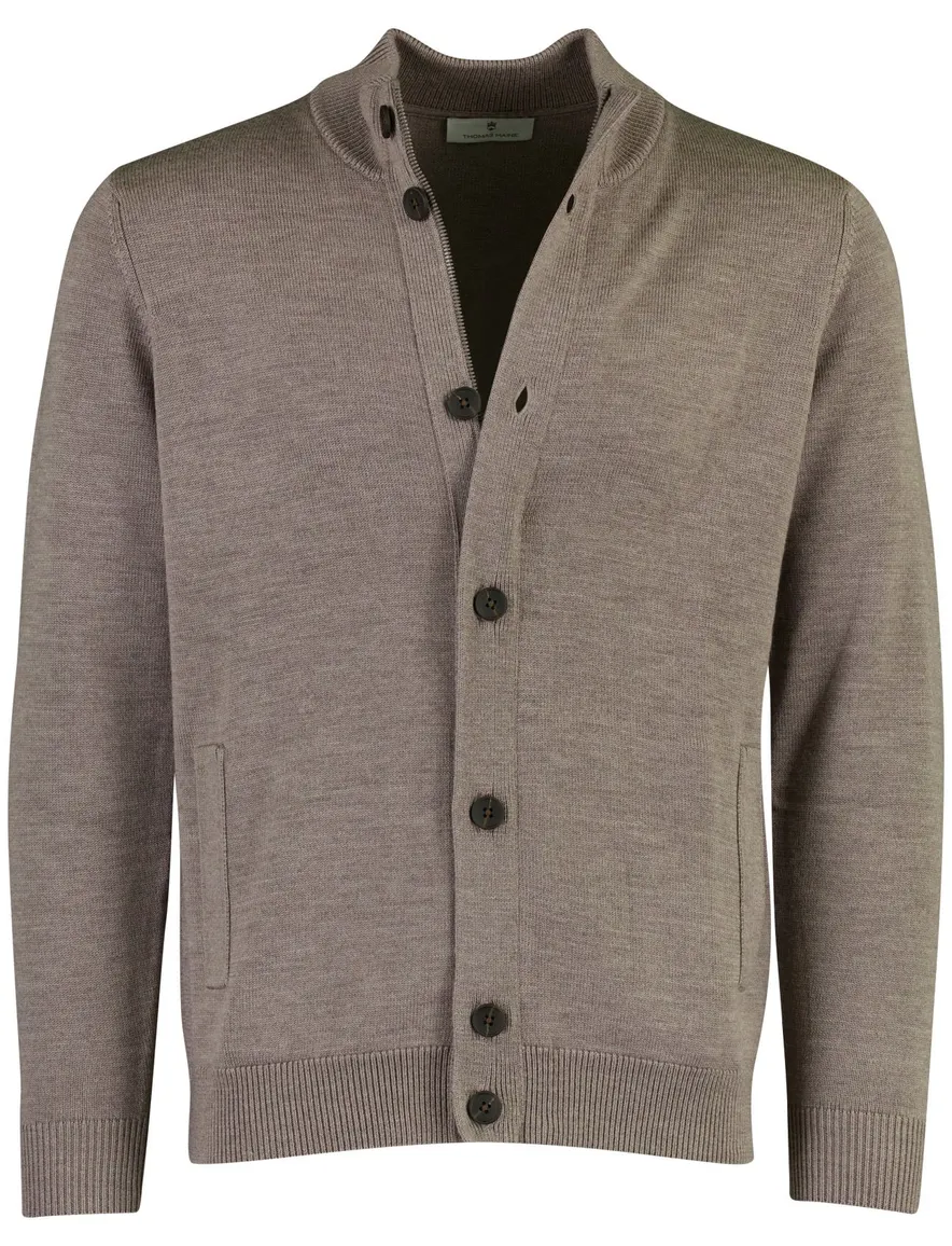Thomas Maine vest taupe gemeleerd