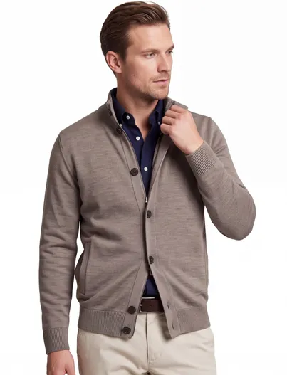 Thomas Maine Thomas Maine vest taupe gemeleerd