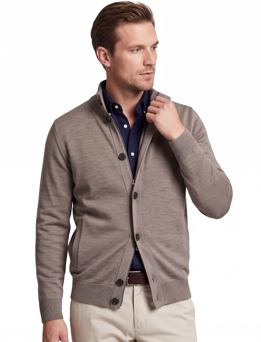 Thomas Maine vest taupe gemeleerd
