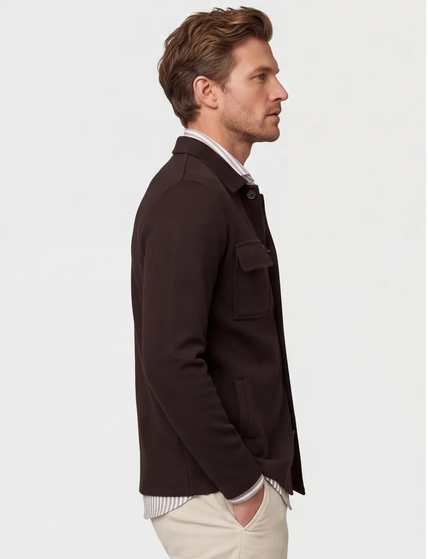 Overshirt Thomas Maine bruin met borstzak