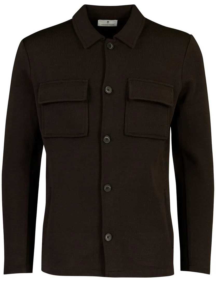 Overshirt Thomas Maine bruin met borstzak