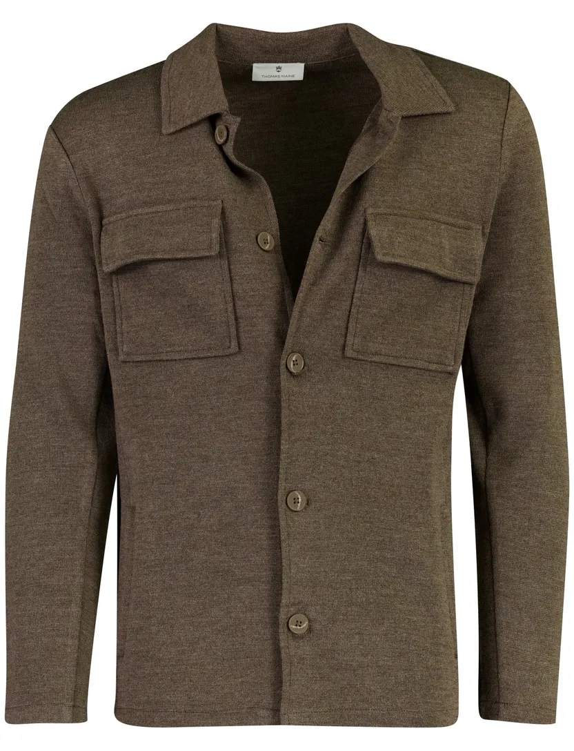 overshirt Thomas Maine bruin wijde fit