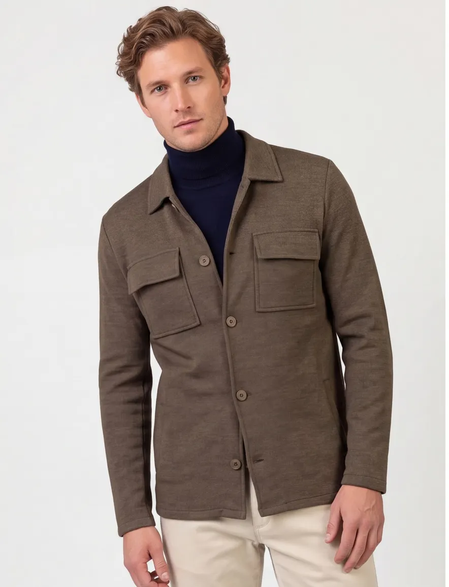 Thomas Maine bruin overshirt met borstzak