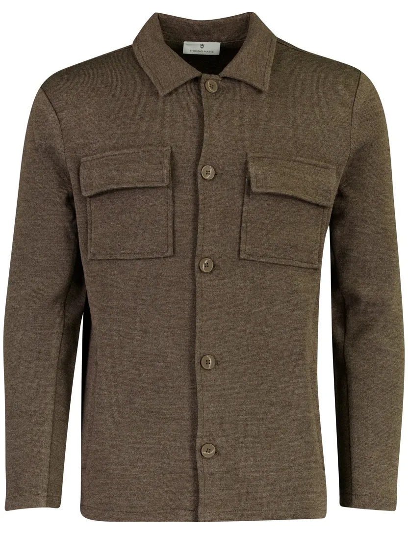 overshirt Thomas Maine bruin wijde fit