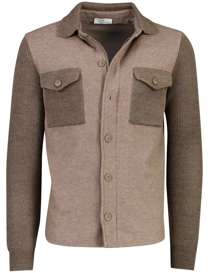 Overshirt Thomas Maine bruin wol