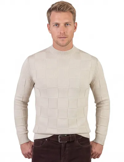 Thomas Maine Thomas Maine turtleneck trui beige gebreid