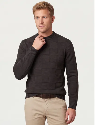 Thomas Maine Thomas Maine turtleneck trui grijs gemeleerd gebreid