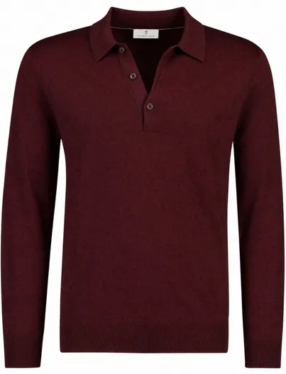 Thomas Maine Trui Thomas Maine bordeaux merinowol polo kraag