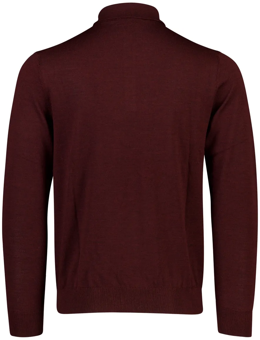 Thomas Maine trui bordeaux merinowol met polo kraag