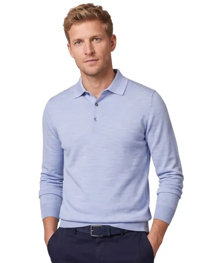 Thomas Maine Trui Thomas Maine lichtblauw fijn gebreid merinowol