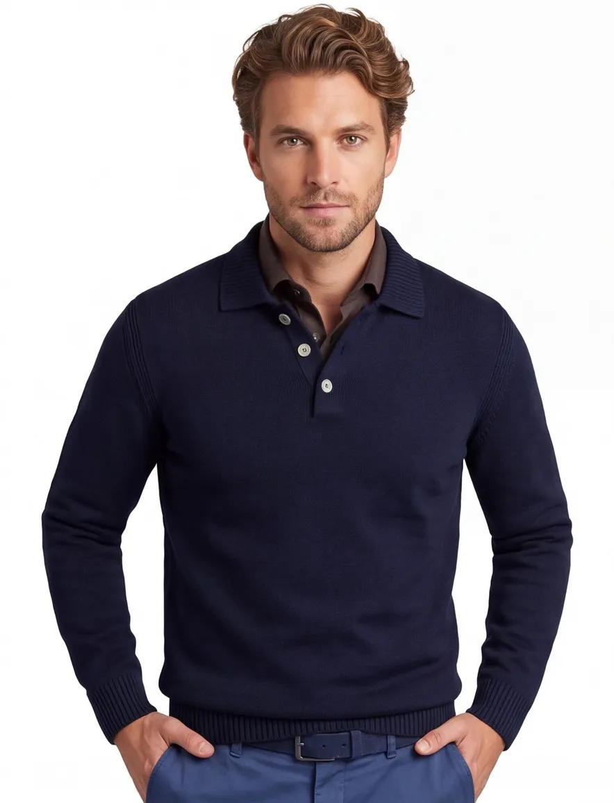 Thomas Maine half zip trui donkerblauw