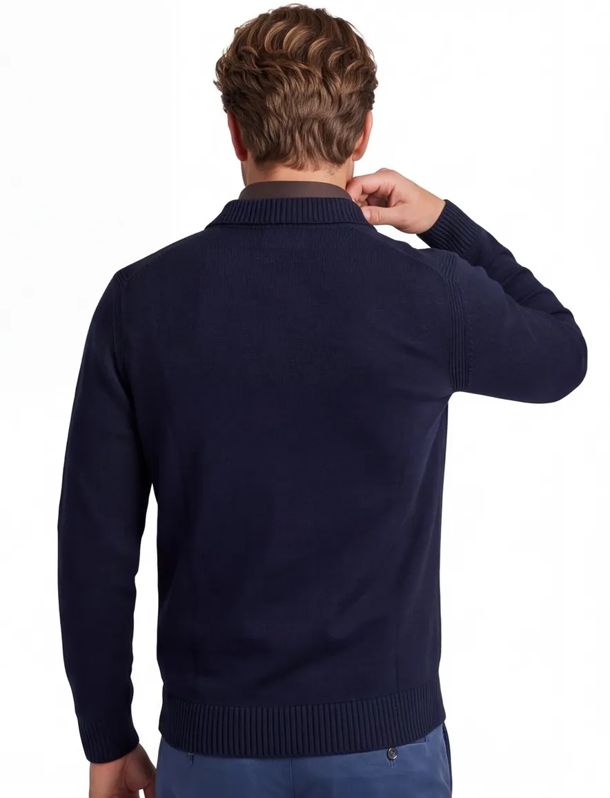 Thomas Maine half zip trui donkerblauw
