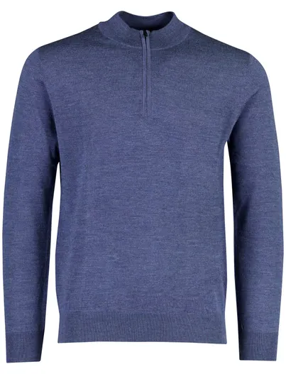 Thomas Maine Thomas Maine trui half zip blauw gemeleerd