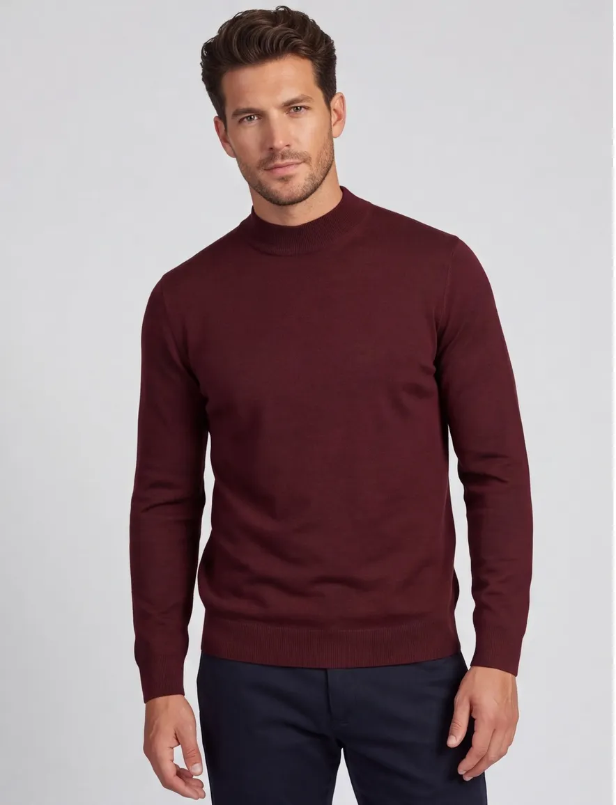 Thomas Maine trui merinowol bordeaux gemeleerd