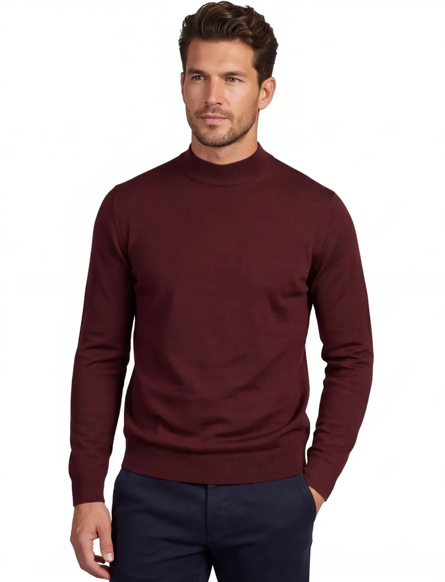 Thomas Maine trui merinowol bordeaux gemeleerd