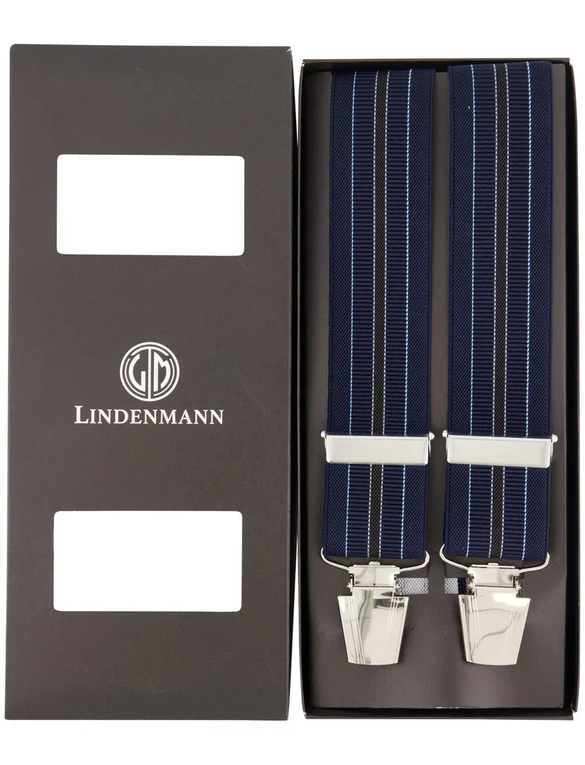 Bretels Lindenmann navy geprint