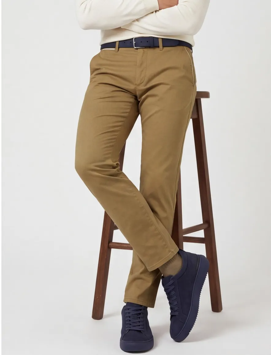 Broek North84 khaki Luxury Comfort Chino 253