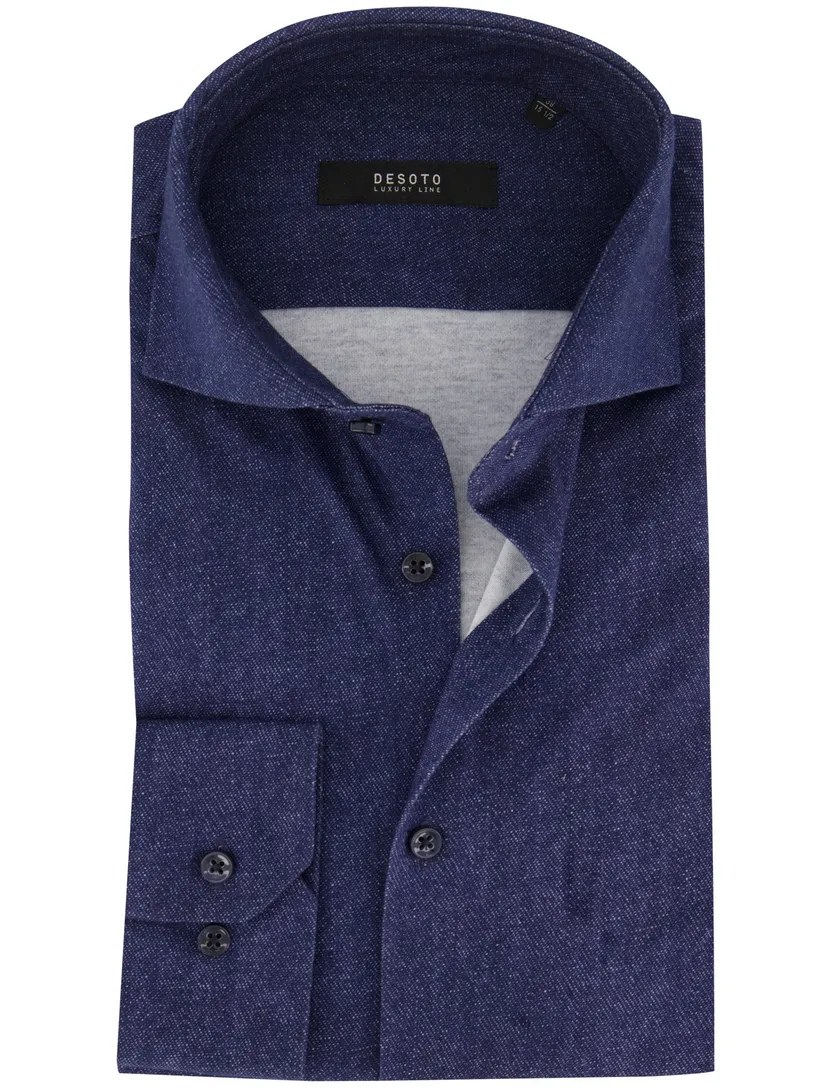 Overhemd Desoto donkerblauw jersey