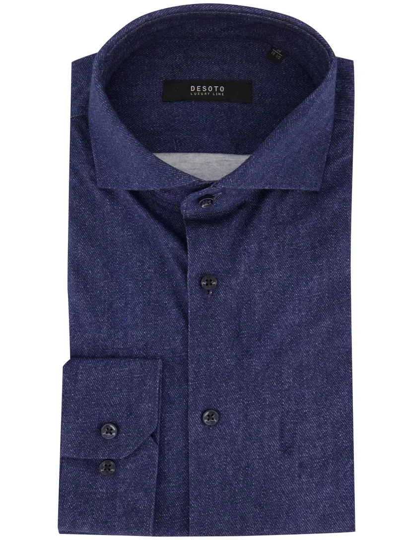 Overhemd Desoto donkerblauw jersey
