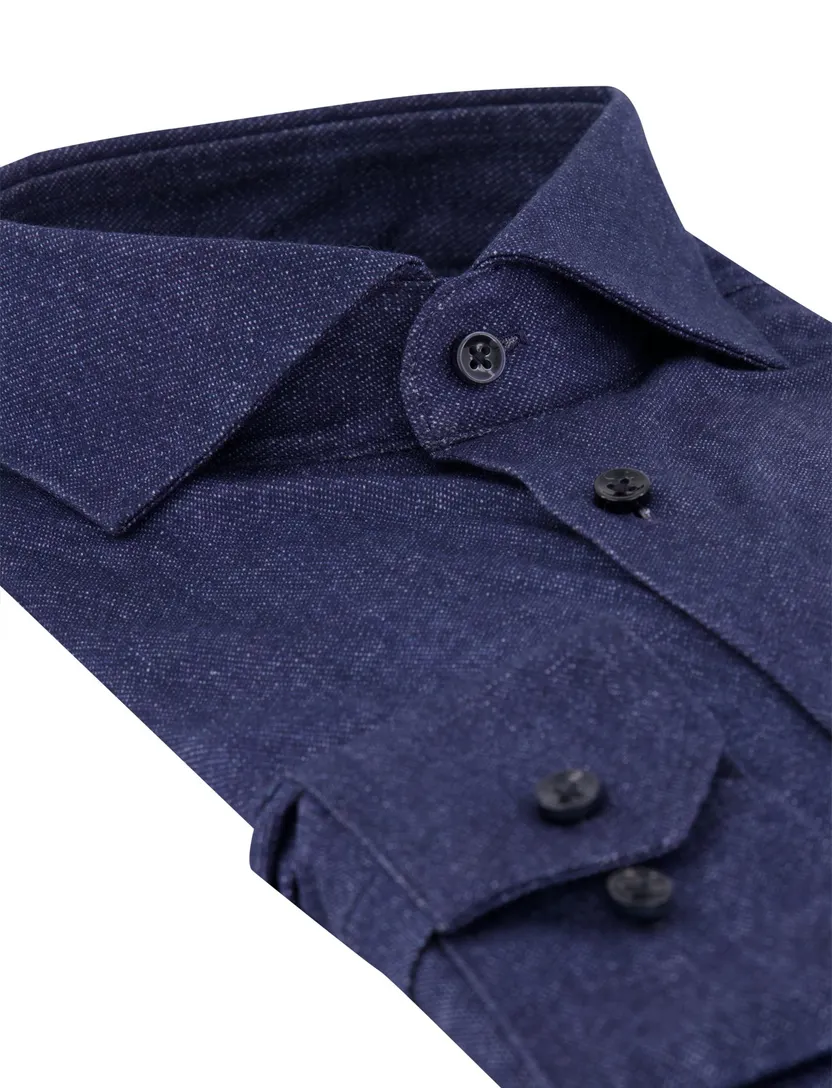 Overhemd Desoto donkerblauw jersey