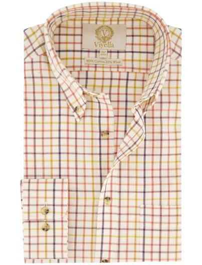 Viyella Viyella overhemd creme geruit