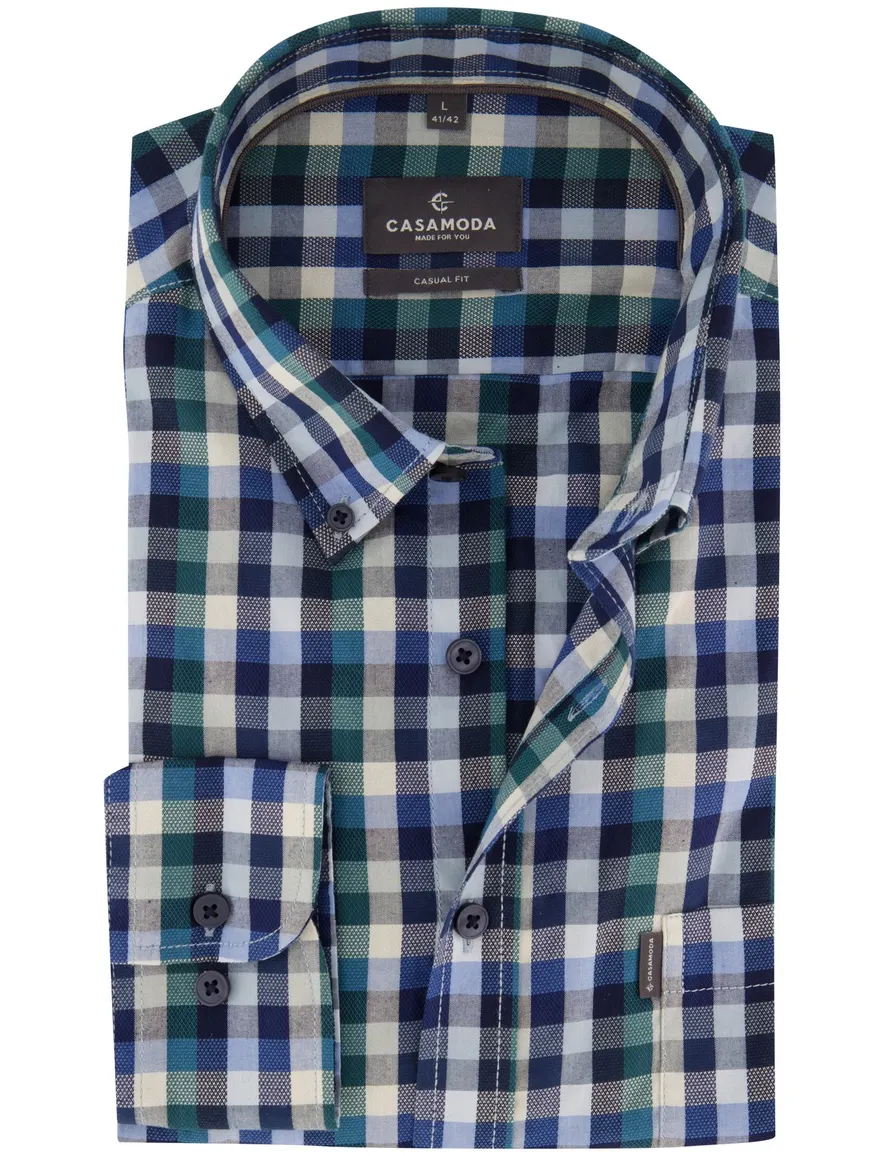 Casa Moda Casual Fit overhemd blauw geruit