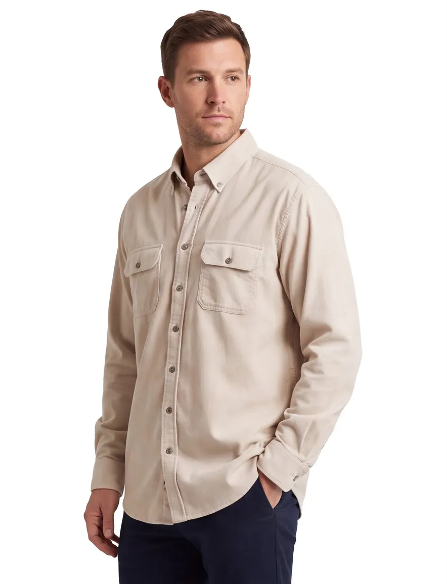 Casa Moda Casual Fit overshirt beige met borstzak