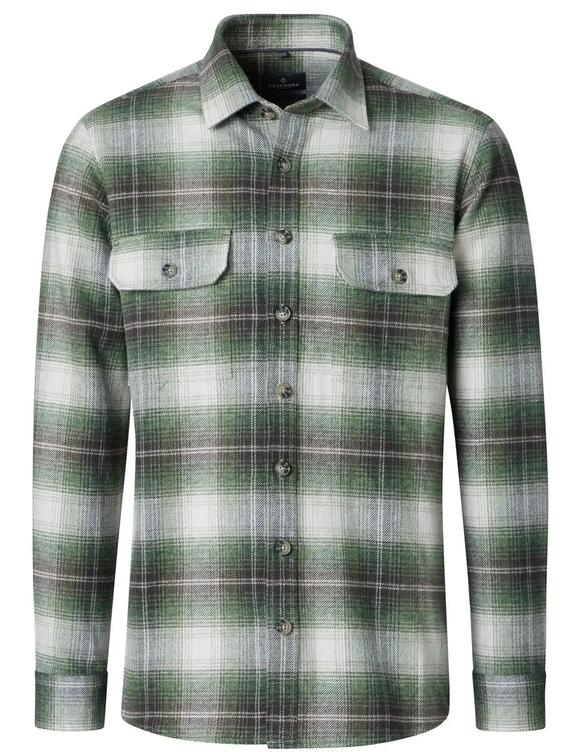 Overshirt Casa Moda bruin geruit met borstzak