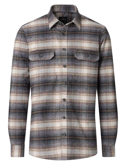 Casa Moda Casa Moda overshirt donkerblauw geruit met borstzak