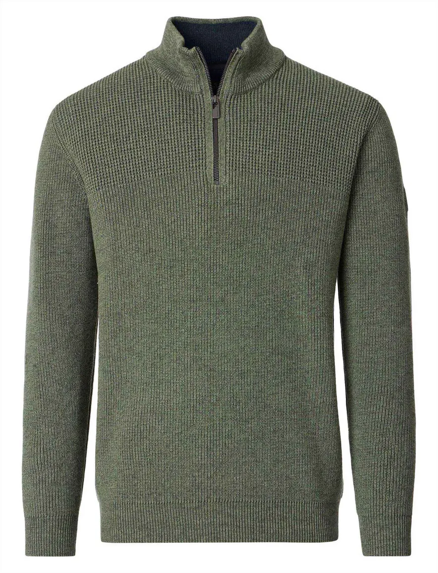 Casa Moda trui half zip donkergroen