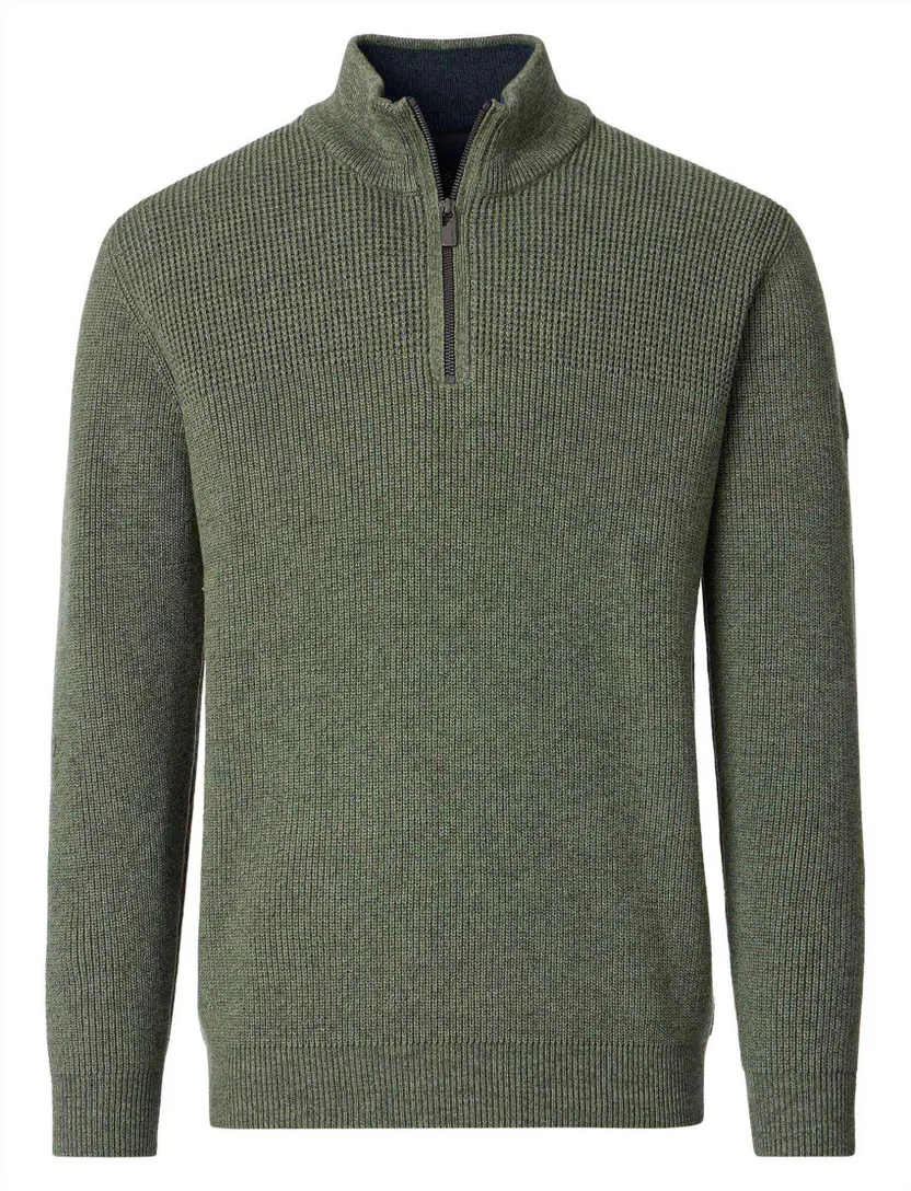 Trui Casa Moda donkergroen half zip