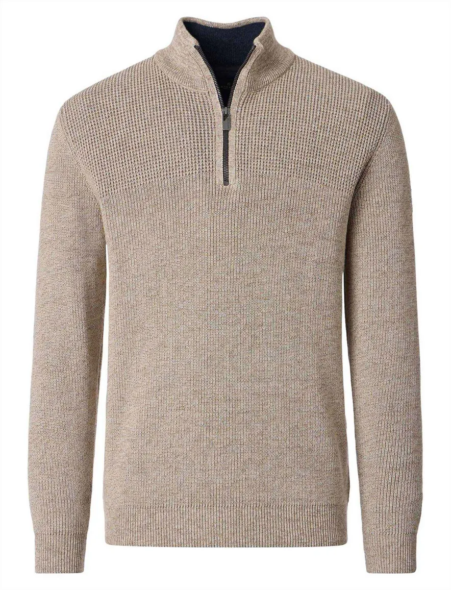 Casa Moda half zip trui beige gebreid