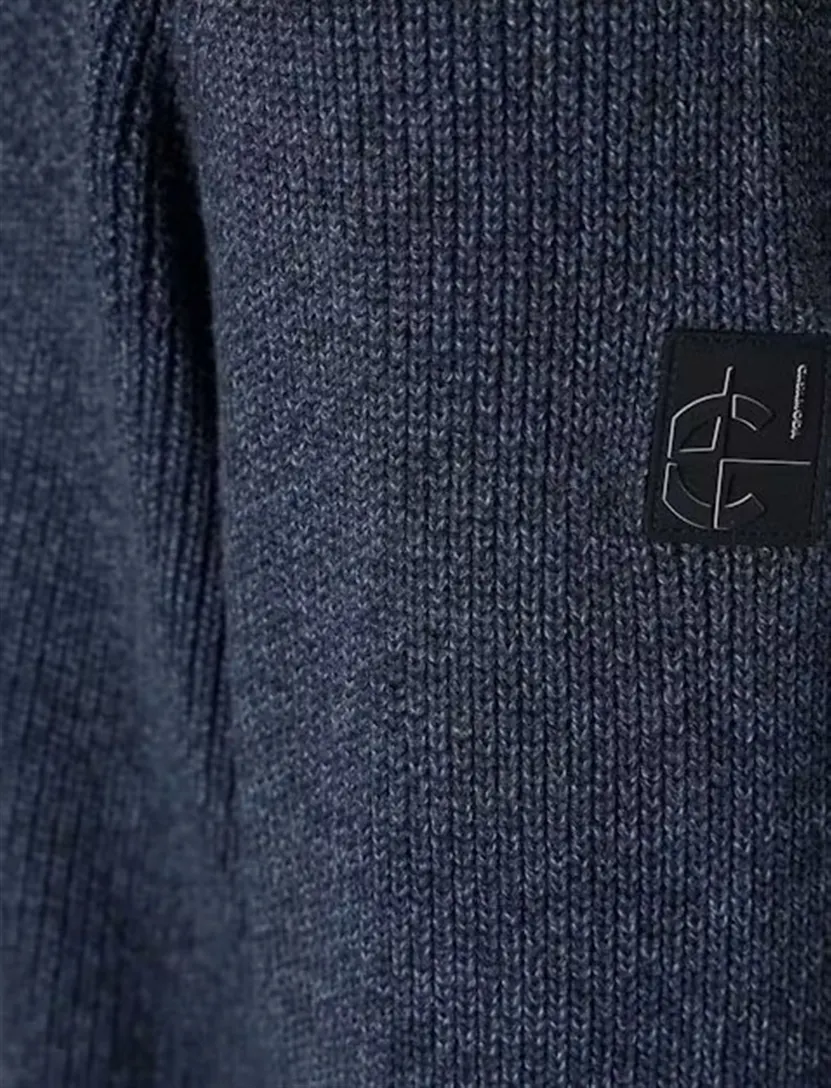 Trui Casa Moda donkerblauw half zip gebreid