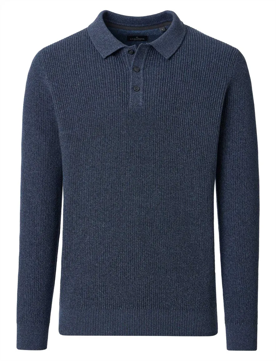 Casa Moda trui donkerblauw rugby kraag