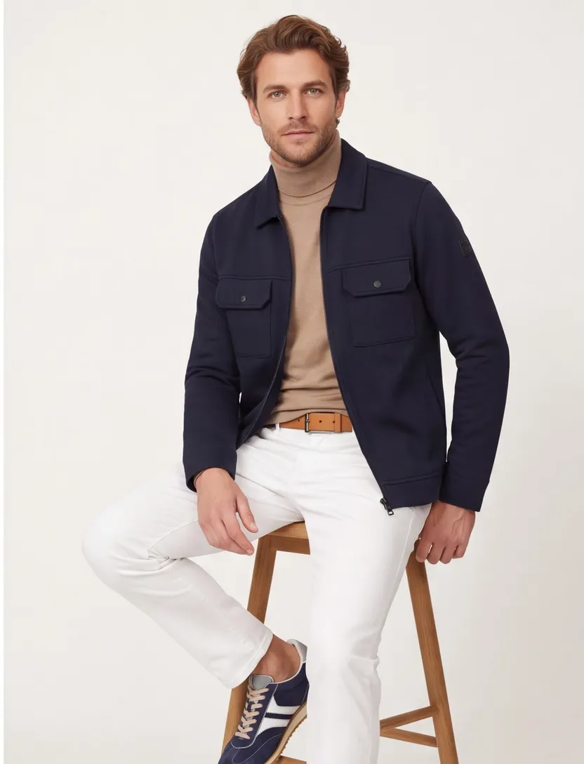 Overshirt Casa Moda donkerblauw met rits