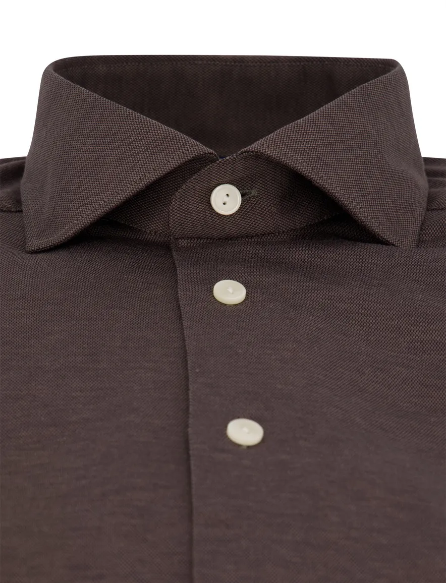 Eton Contemporary Fit overhemd bruin effen