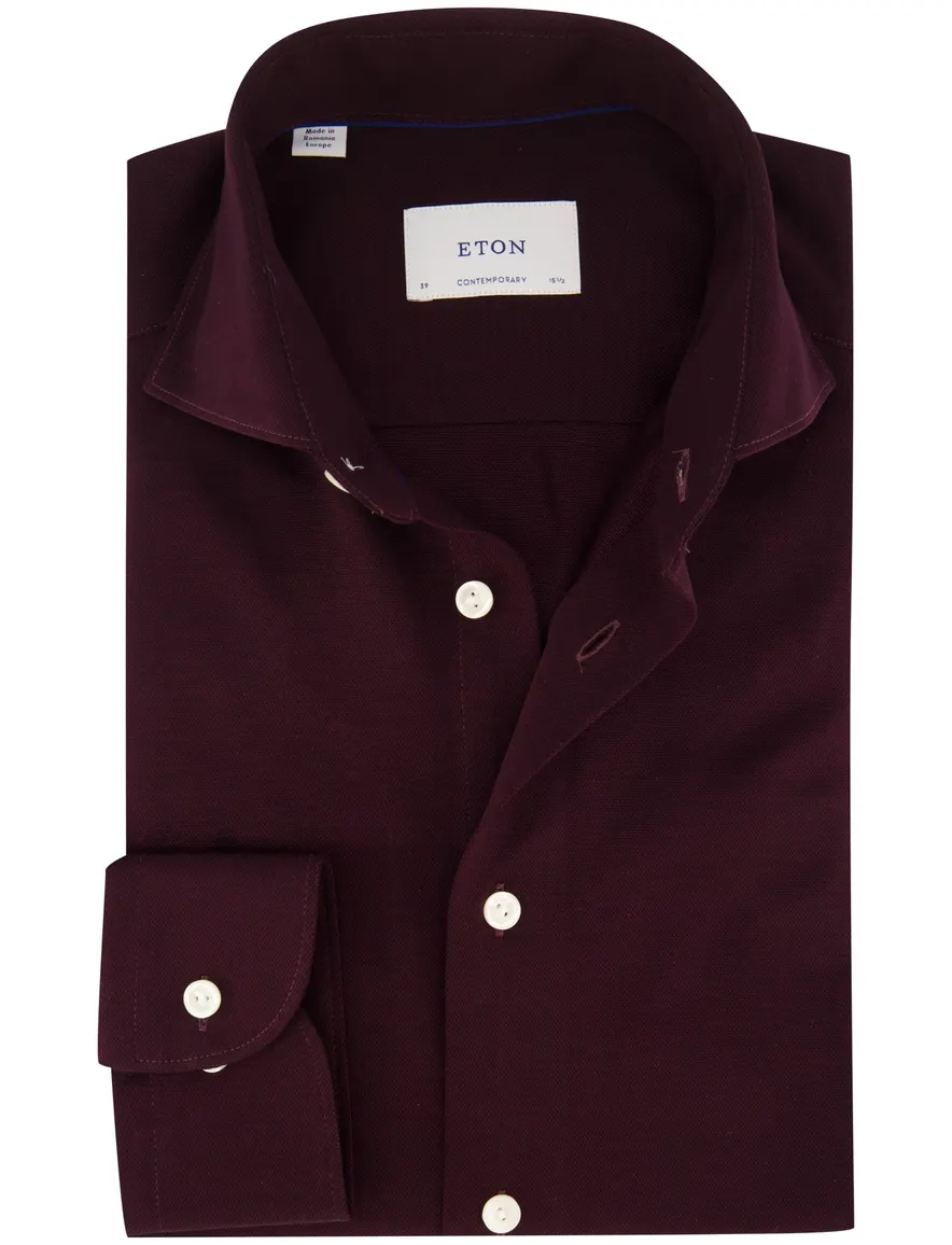 Eton Contemporary Fit overhemd bordeaux effen