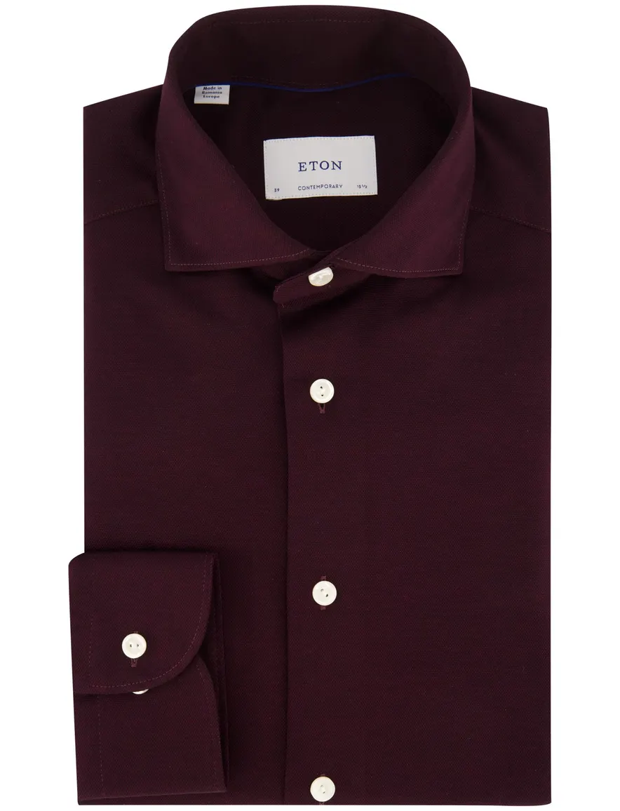 Eton Contemporary Fit overhemd bordeaux effen