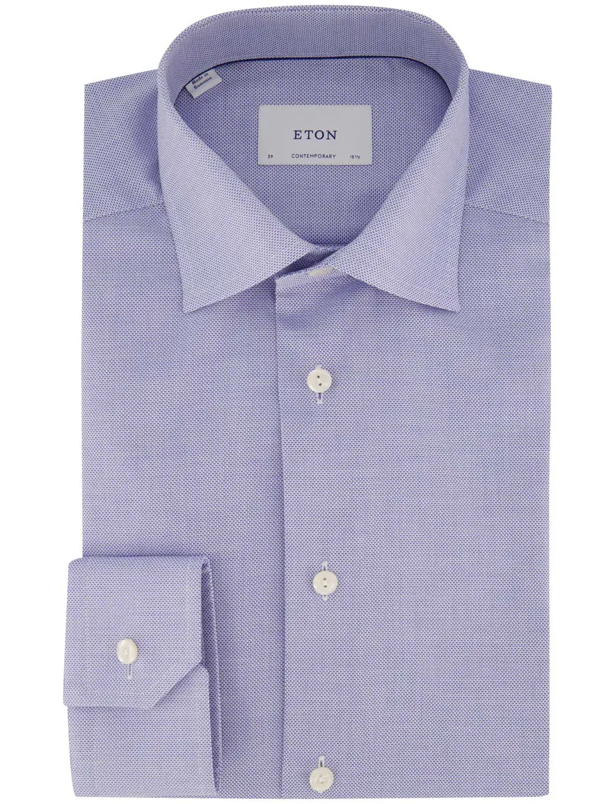 Eton Contemporary Fit overhemd blauw gemeleerd