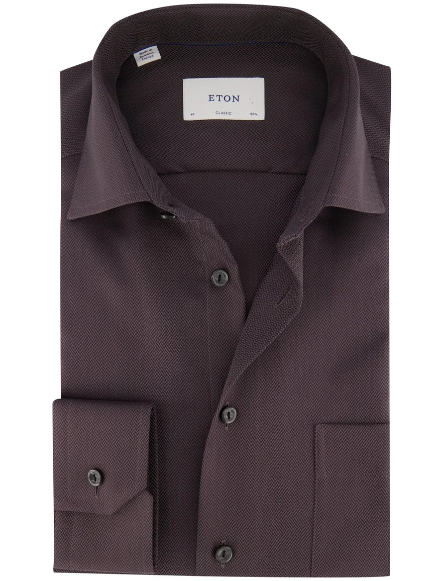 Overhemd Eton bruin
