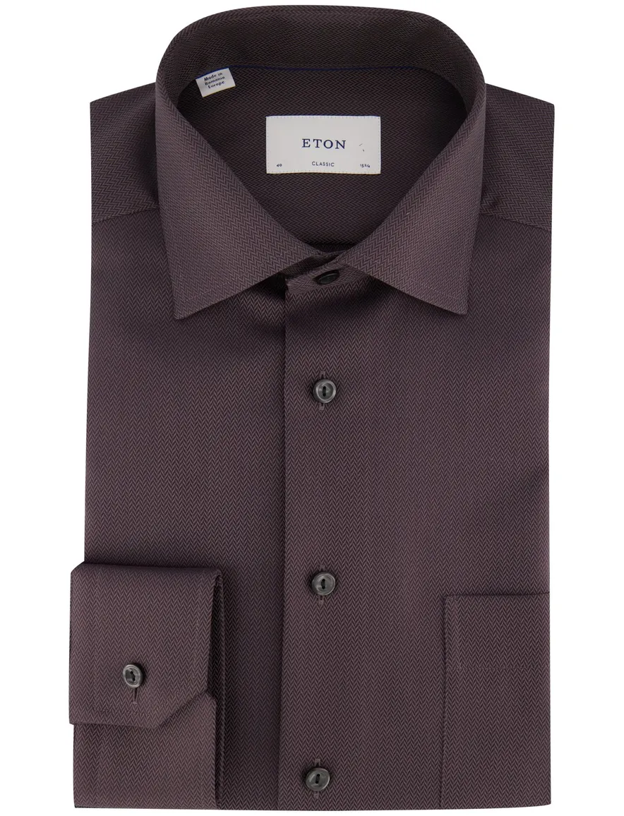 Overhemd Eton bruin
