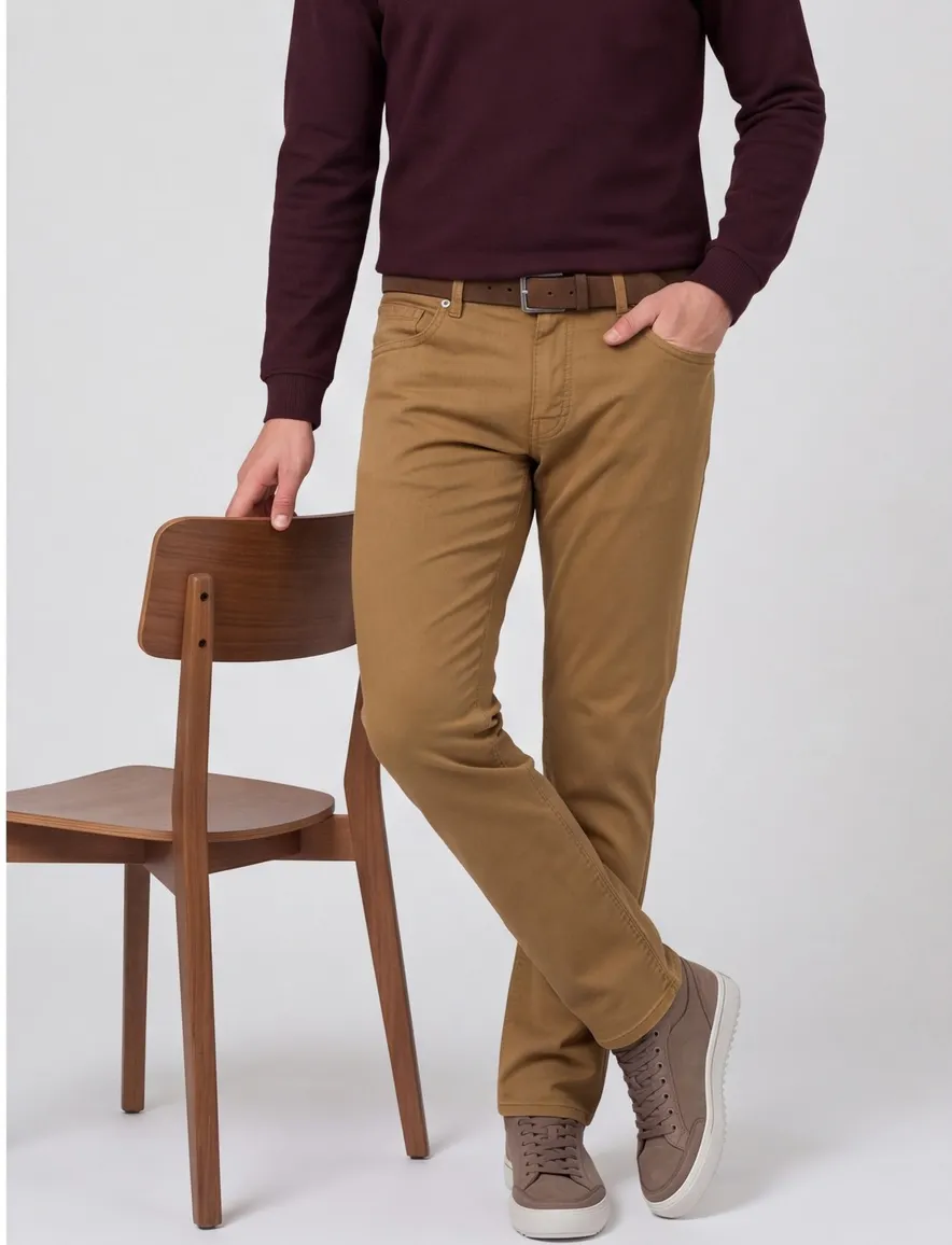 Pierre Cardin Lyon 5-pocket broek bruin
