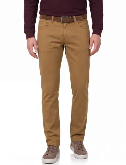 Pierre Cardin Pierre Cardin Lyon 5-pocket broek bruin