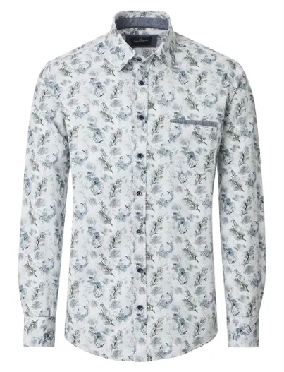 Casa Moda Overhemd Casa Moda Casual Fit zilver geprint
