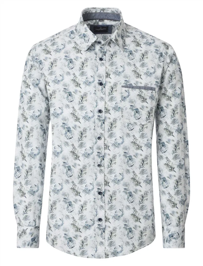 Overhemd Casa Moda Casual Fit zilver geprint