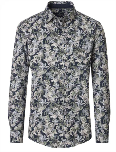 Casa Moda Casa Moda Casual Fit overhemd groen geprint