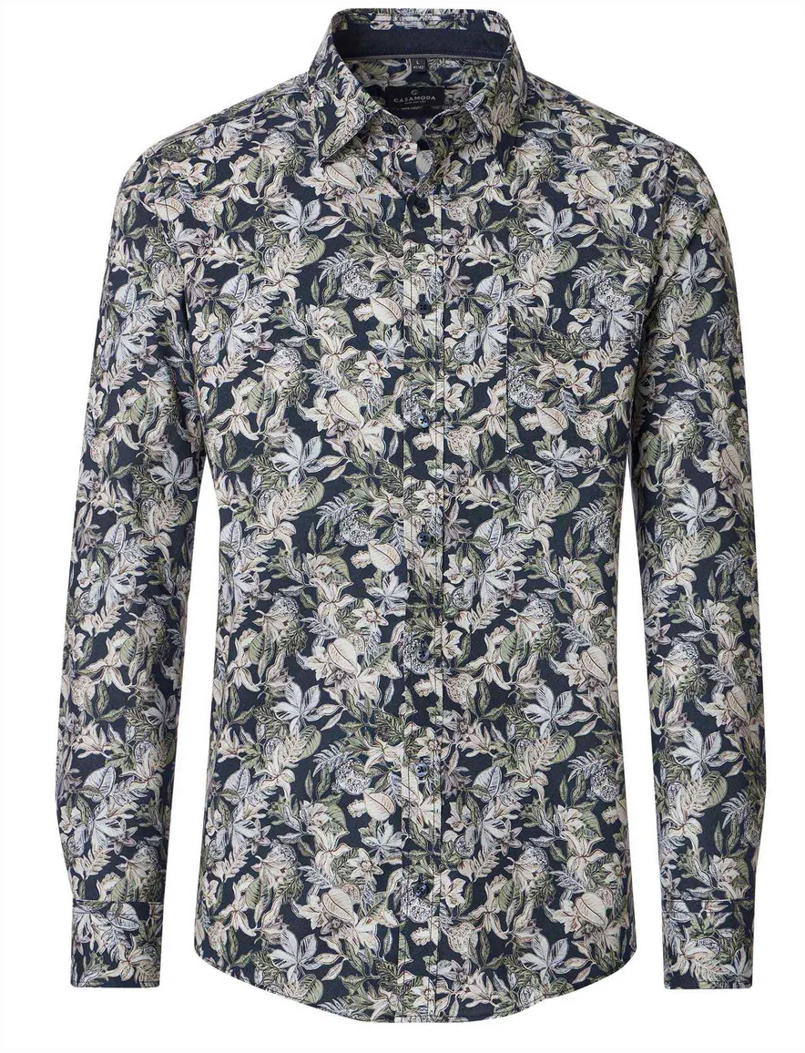 Casa Moda Casual Fit overhemd groen geprint