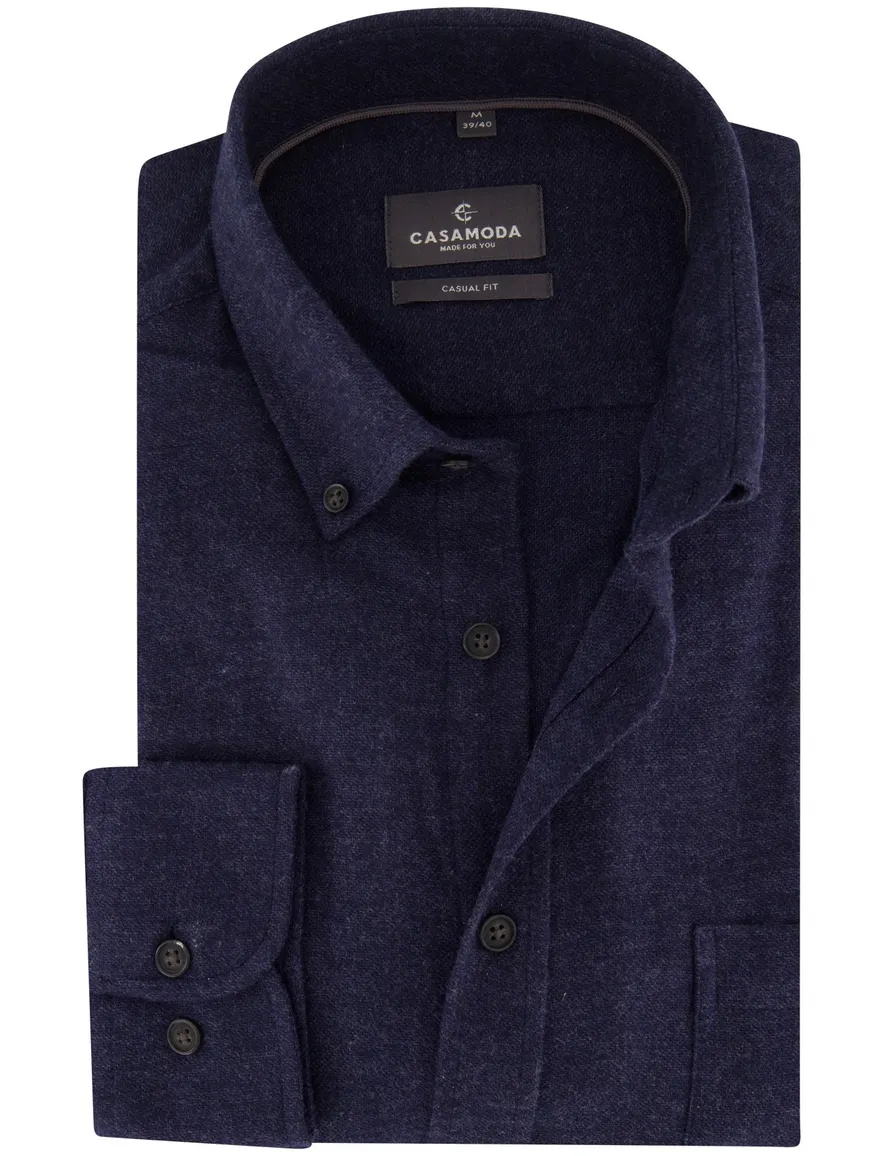 Casa Moda Casual Fit overhemd donkerblauw effen